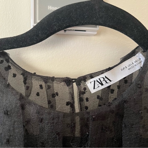 Zara Sheer Black Polka Dot Blouse - Picture 3 of 8